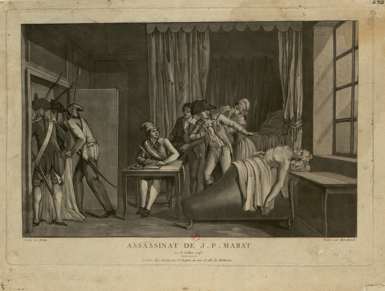 Mordet på Jean-Paul Marat, 1793. av Jacques Marchand