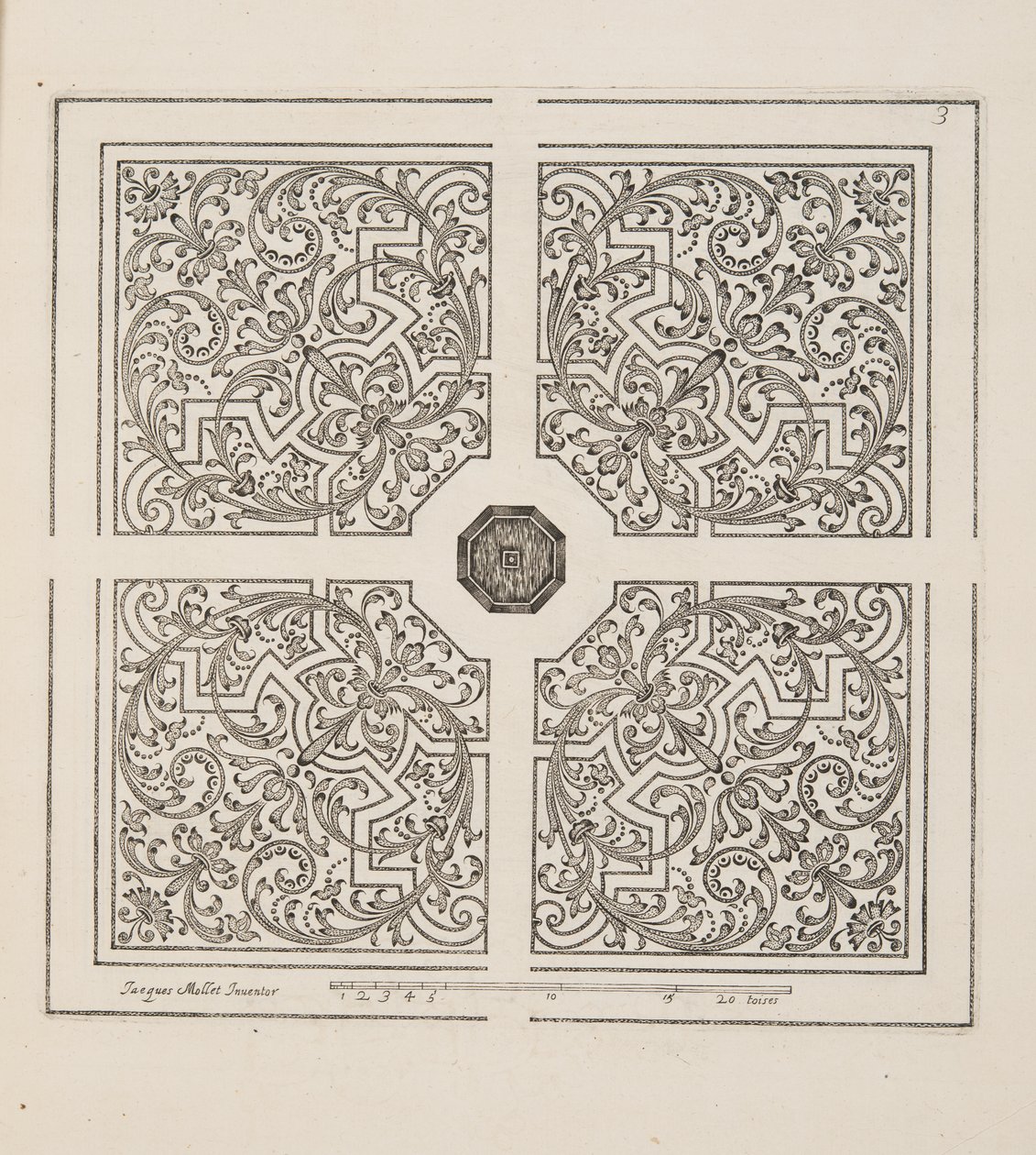 Design for Parterre, fra Theatre des Plans et Jardinages, pub.1652 (gravering) av Jacques Mollet