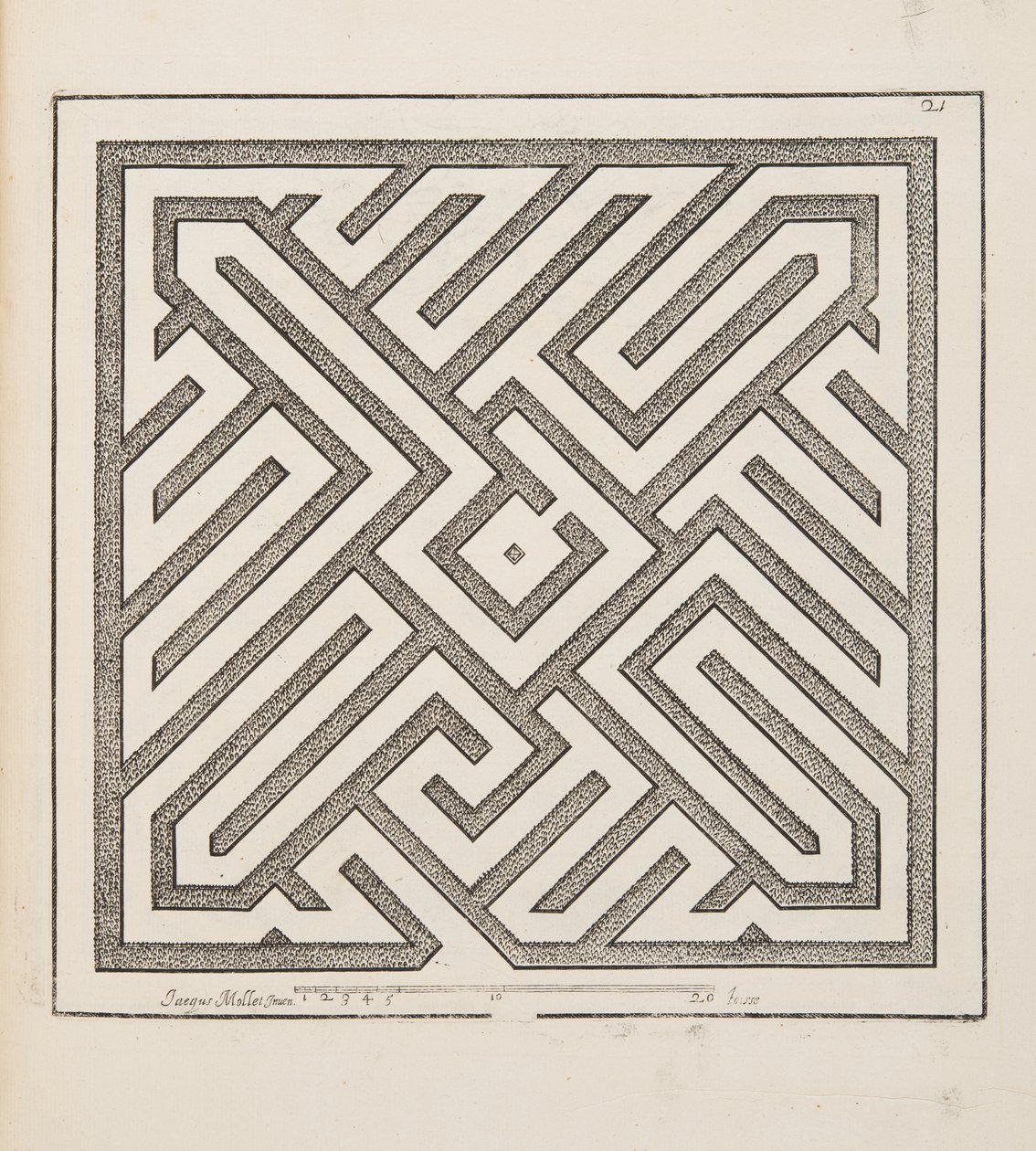 Design for Parterre, fra Theatre des Plans et Jardinages, pub.1652 (gravering) av Jacques Mollet