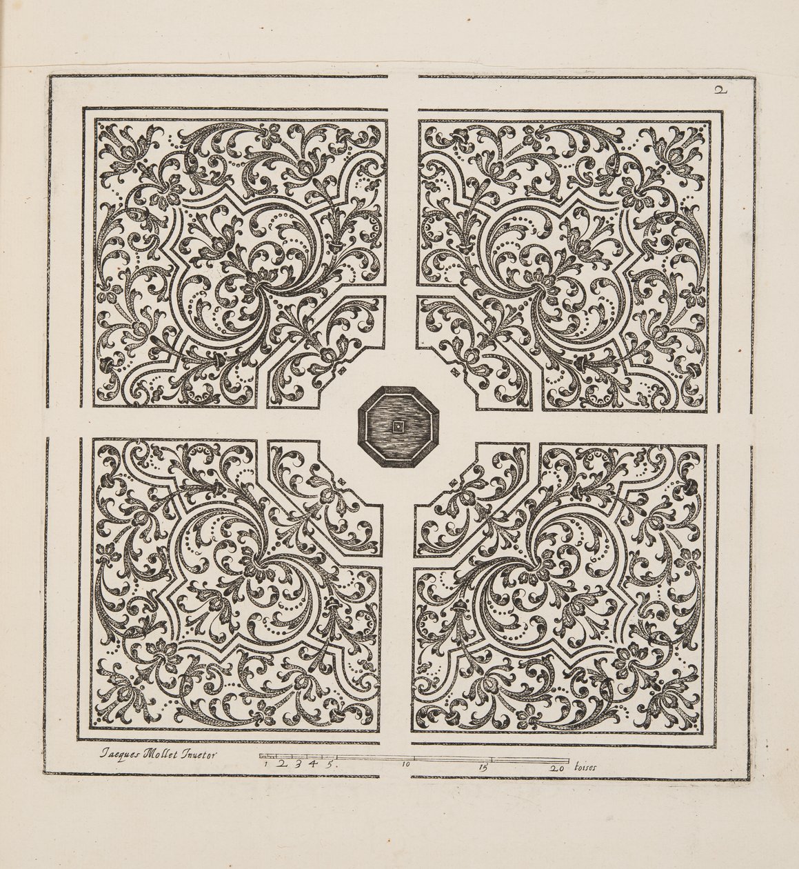 Design for Parterre, fra Theatre des Plans et Jardinages, pub.1652 (gravering) av Jacques Mollet