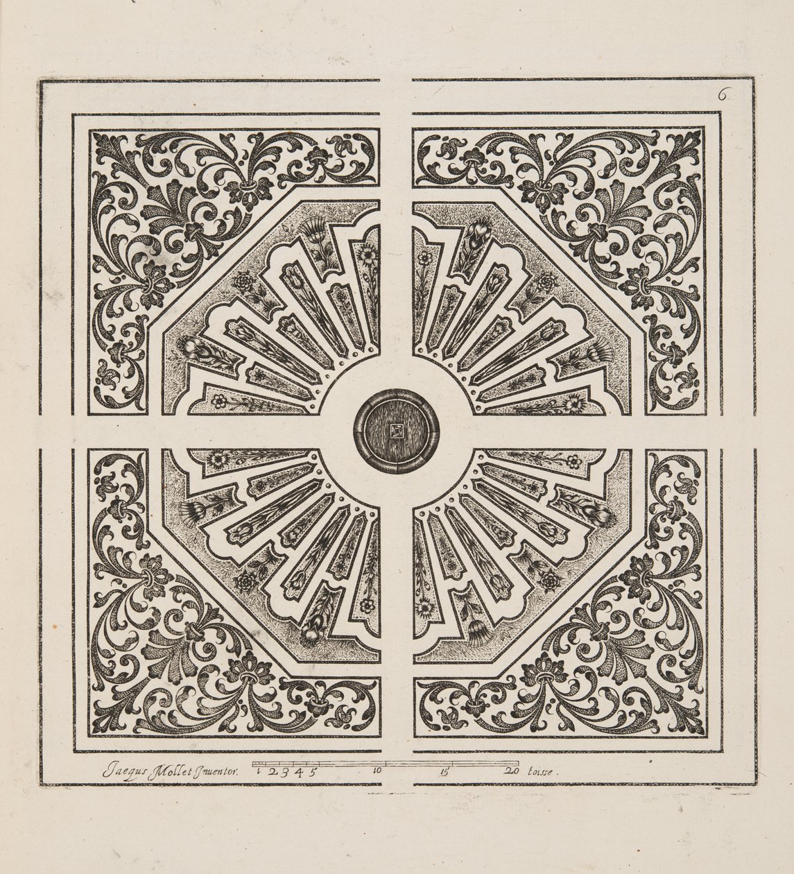 Design for Parterre, fra Theatre des Plans et Jardinages, pub.1652 (gravering) av Jacques Mollet