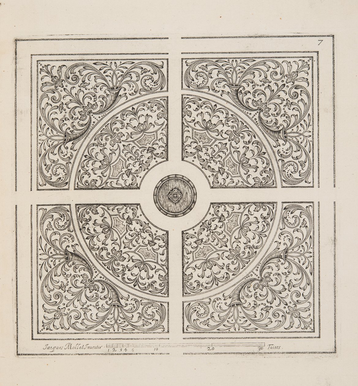 Design for Parterre, fra Theatre des Plans et Jardinages, pub.1652 (gravering) av Jacques Mollet