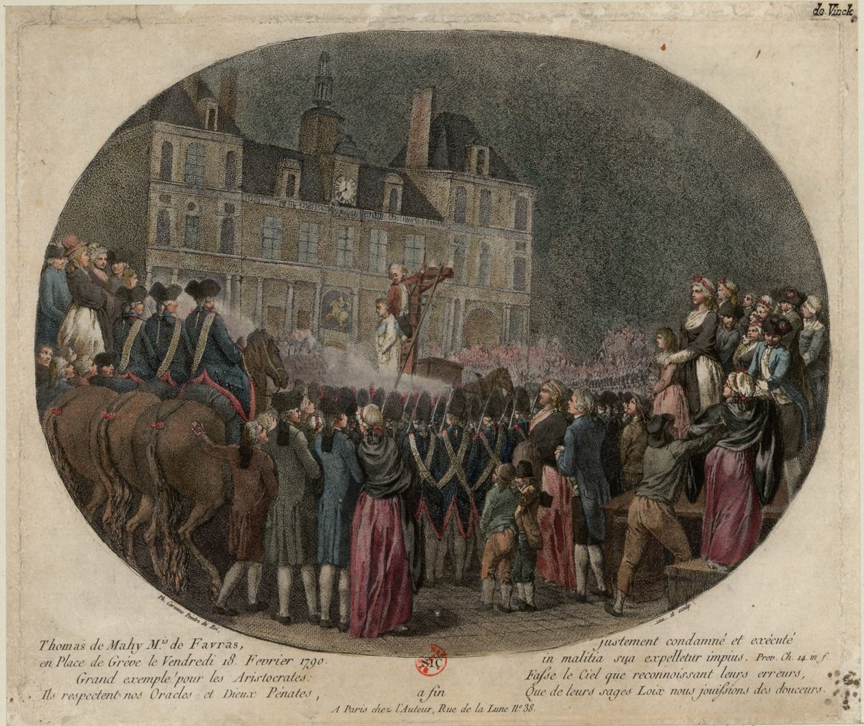 Henrettelsen av Thomas de Mahy, markis av Favras 1744-1790, 18. februar 1790, av Jacques Philippe Caresme