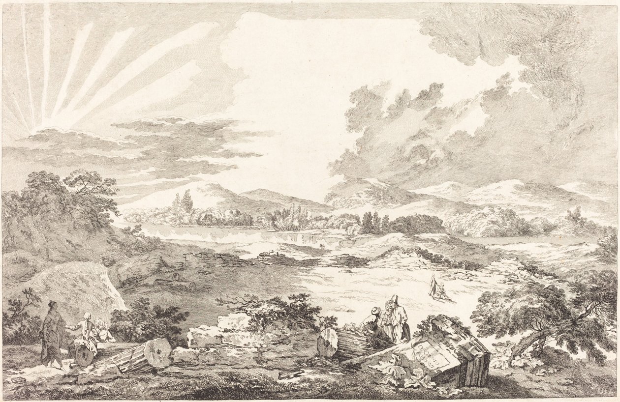 Dromos, Athen av Jacques Philippe LeBas after Julien David Le Roy