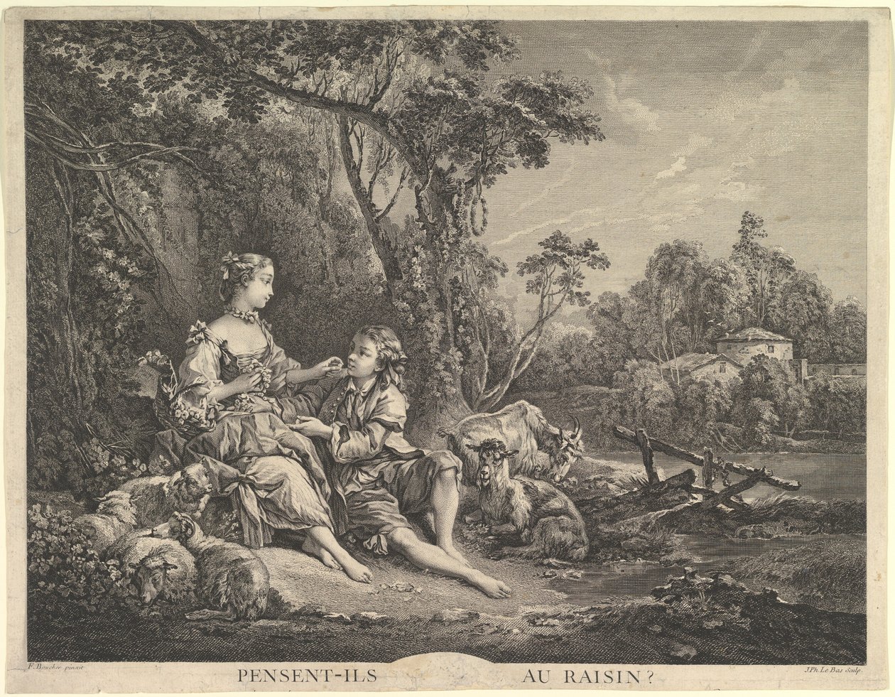 Pensant-ils au Raisin Tenker de på druen, 1700-tallet. av Jacques Philippe Le Bas