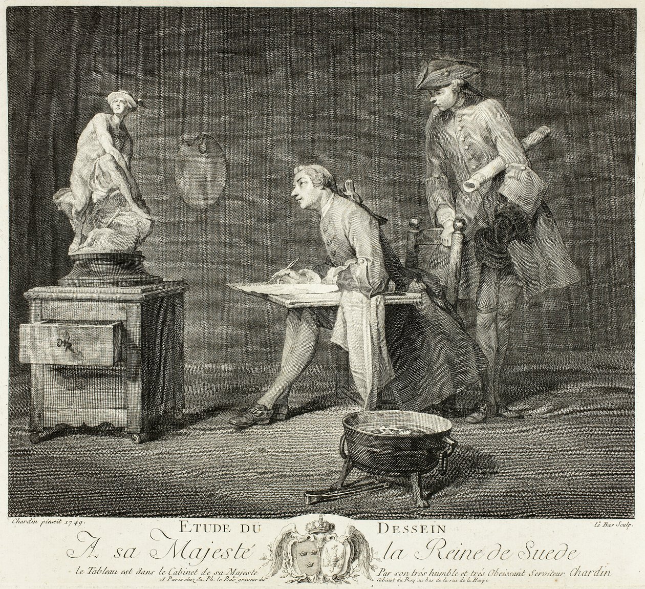 Tegnetimen av Jacques Philippe Le Bas