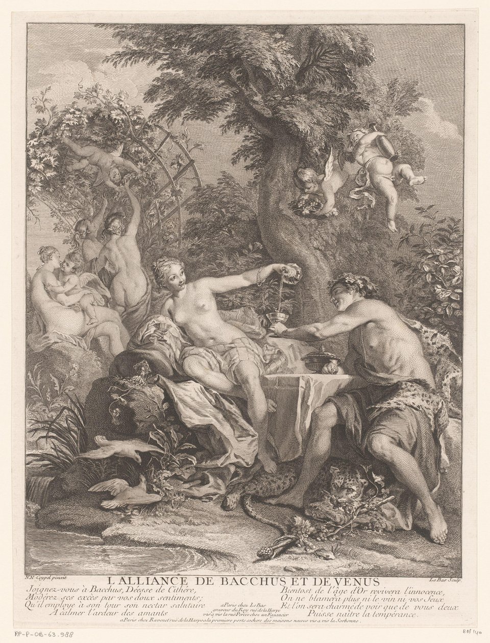 Allianse mellom Bacchus og Venus L'Alliance de Bacchus et de Venus (tittel på objekt) av Jacques Philippe Le Bas