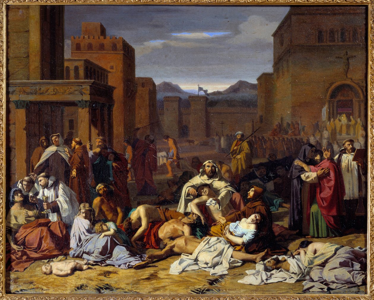 Pesten. Maleri av Jacques Pilliard (1814-1898) av Jacques Pillard