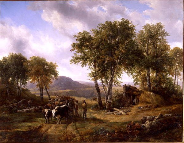 Trehoggere forlater skogen ved Millau, 1832 av Jacques Raymond Brascassat