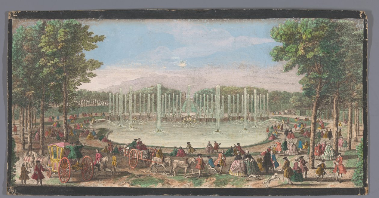 Utsikt over Bassin de Neptun i Versailles hage Vue du Bassin de Neptune dans le Jardin de Versailles (tittel på objekt) av Jacques Rigaud (possibly)