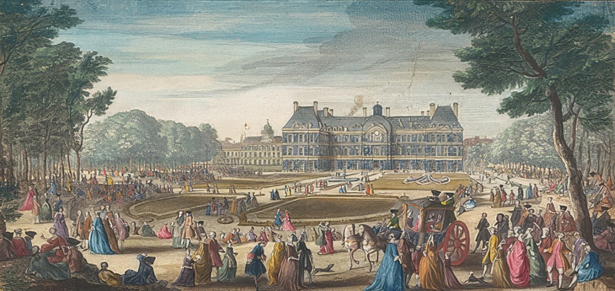Palais du Luxembourg i Paris sett fra hagen. 1729 av Jacques Rigaud
