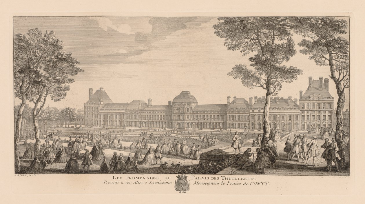 Promenadene til Palais des Tuileries av Jacques Rigaud