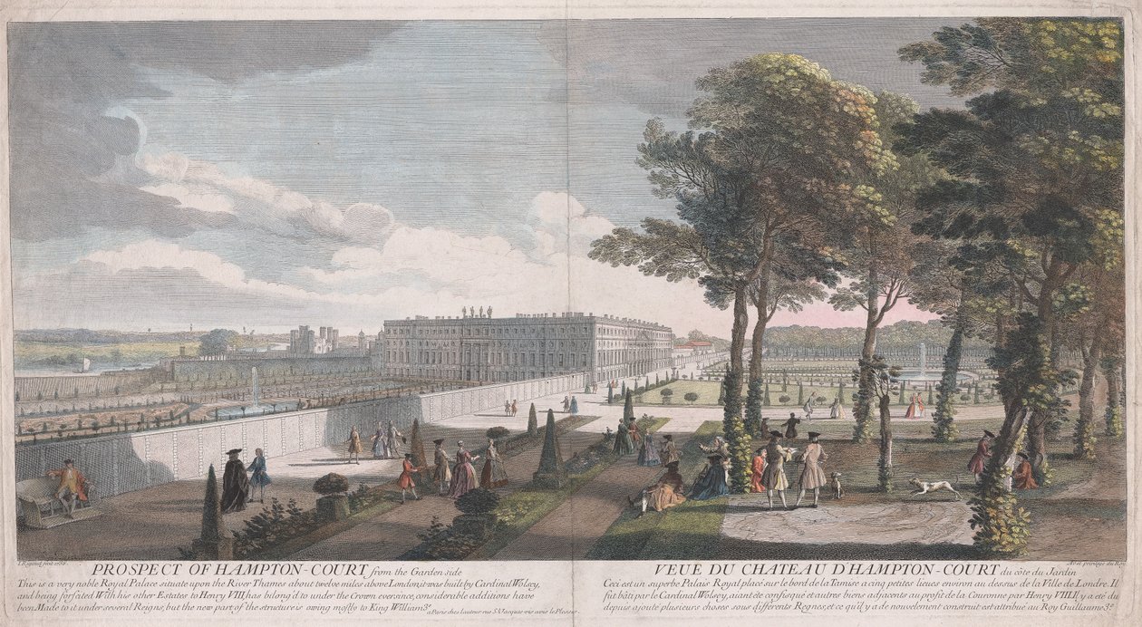 Utsikt over Hampton Court fra hagesiden av Jacques Rigaud