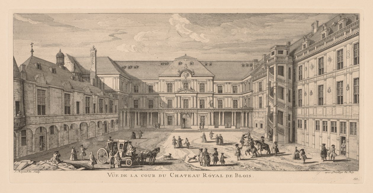 Utsikt over gårdsplassen til Château de Blois. av Jacques Rigaud