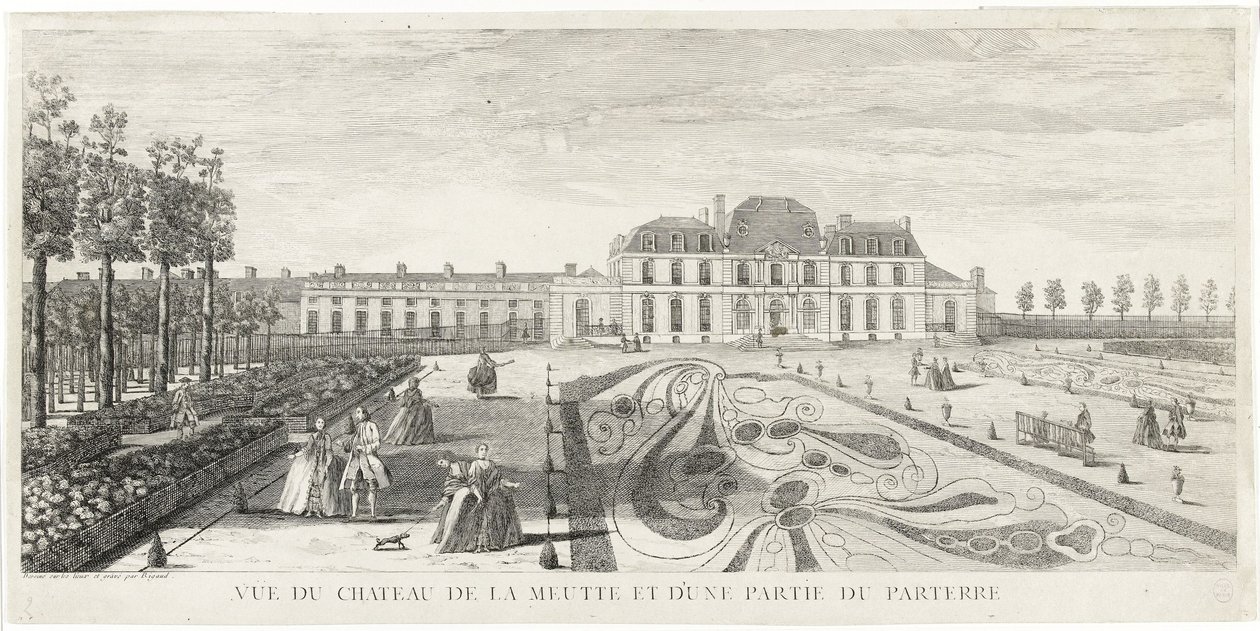 Utsikt over slottet Meudon og en del av parterret av Jacques Rigaud