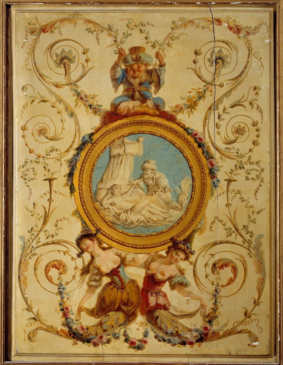 Dekorasjonspanel av det tyrkiske kabinettet til greven av Artois i Versailles. Maleri på tre av Jacques Rousseau (1630-1693) av Jacques Rousseau