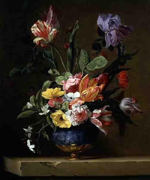 Still Life of Flowers (olje på lerret) av Jacques Samuel Bernard