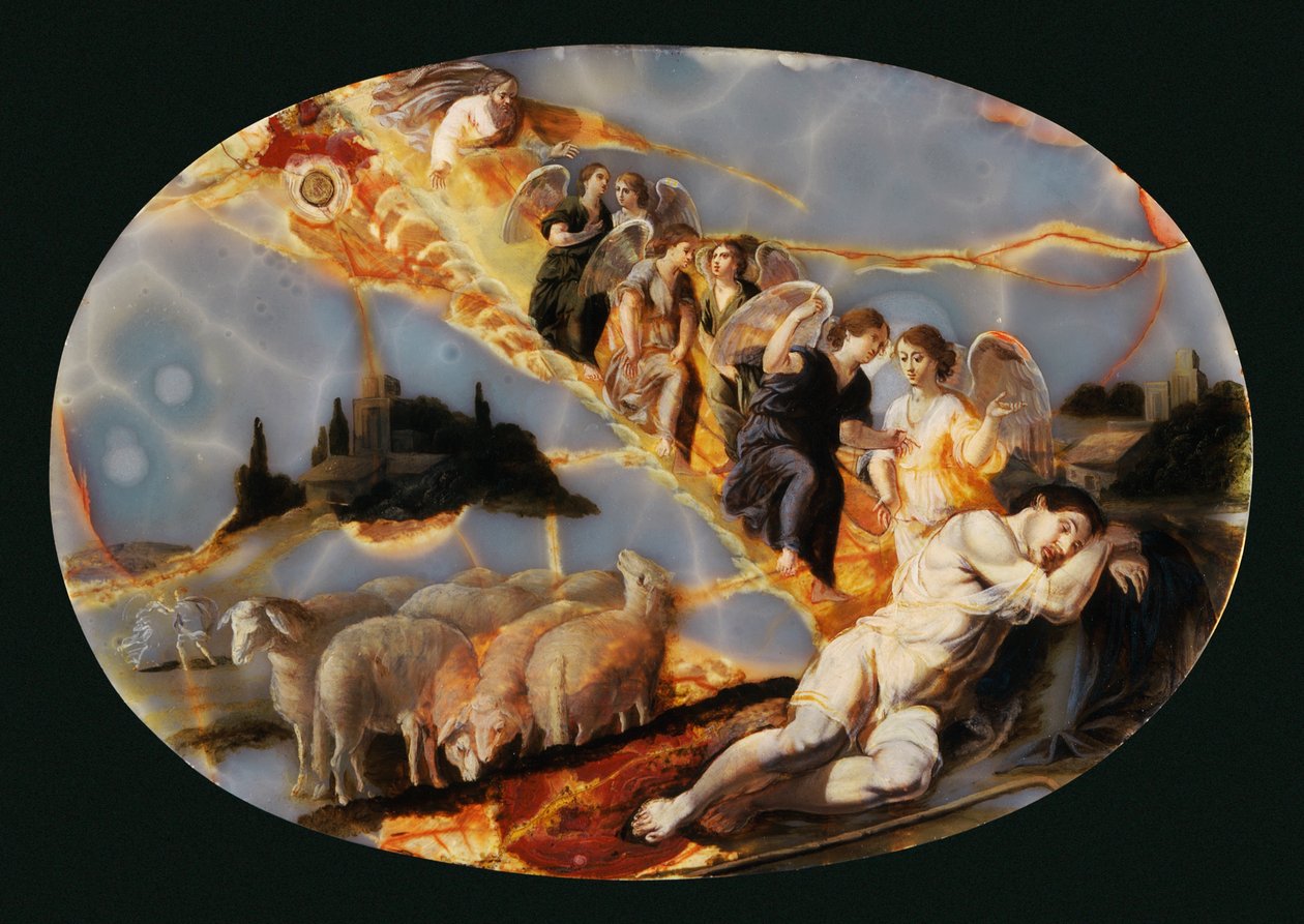 Jacobs stige, ca. 1650 (olje på onyx) av Jacques Stella
