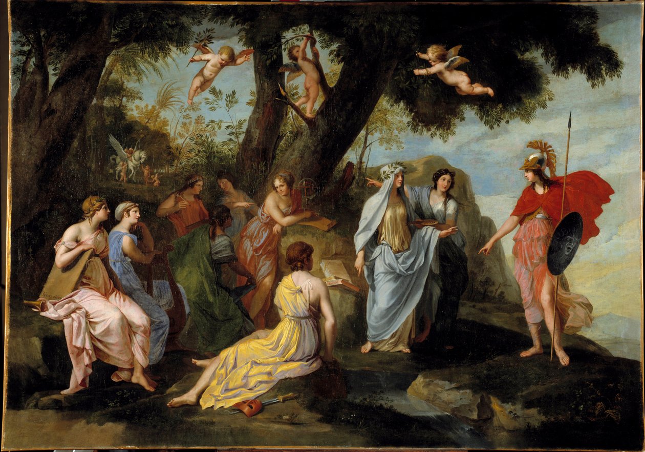 Minerve in the Muses Maleri av Jacques Stella (1596-1657) 1640 Søn. 1,16x1,62 m av Jacques Stella