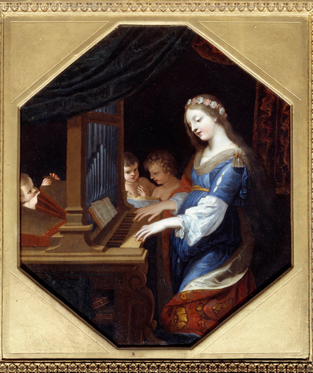 Saint Cecile spiller orgel Maleri av Jacques Stella av Jacques Stella