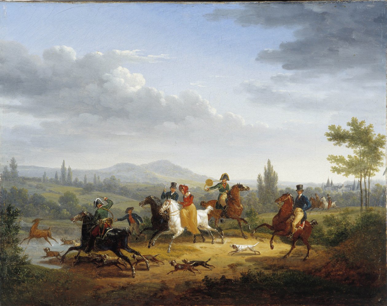 Hjortejakten (olje på lerret) av Jacques Swebach Desfontaines