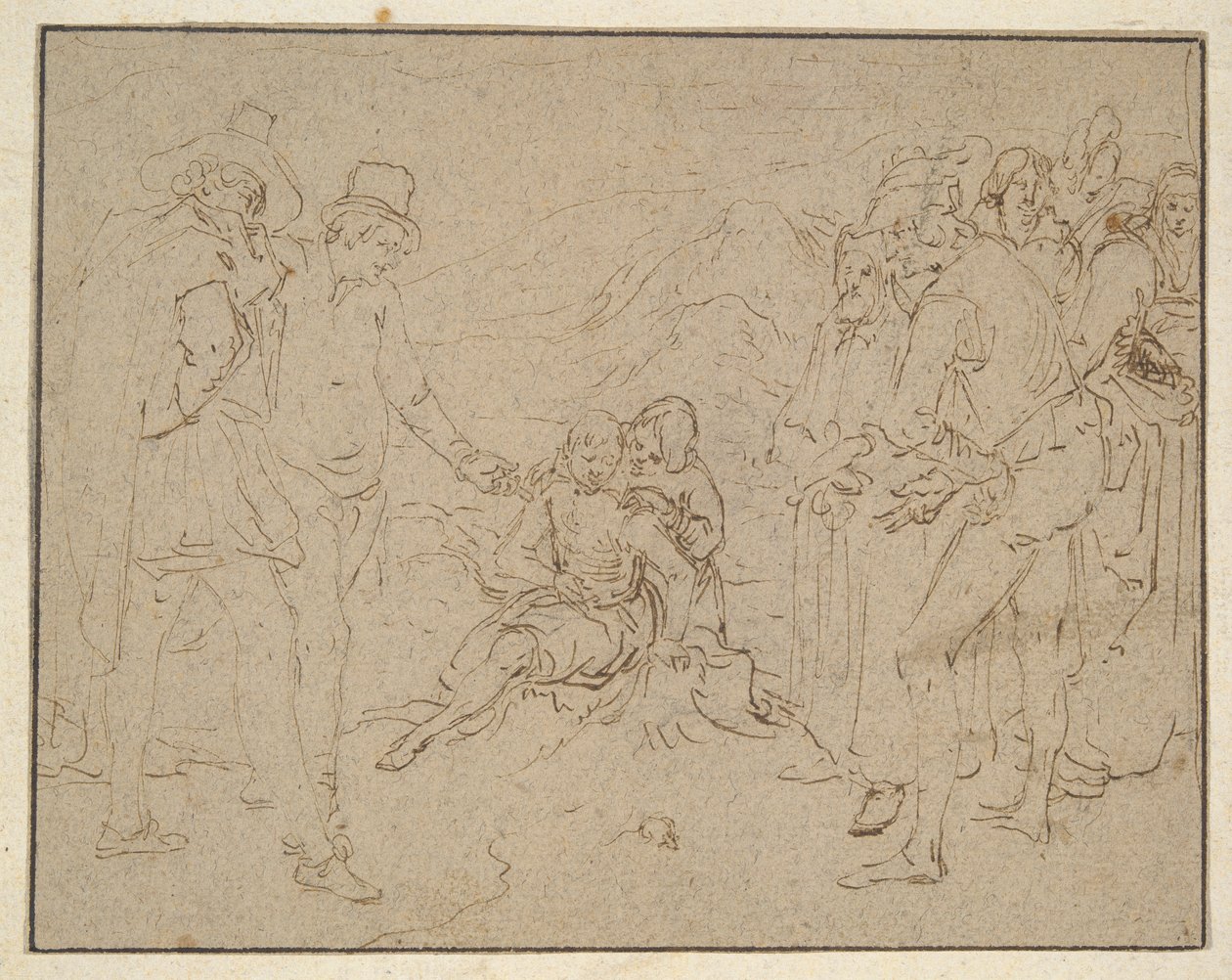 Job på en møkkbakke, prøvd av vennene hans av Jacques de Gheyn II