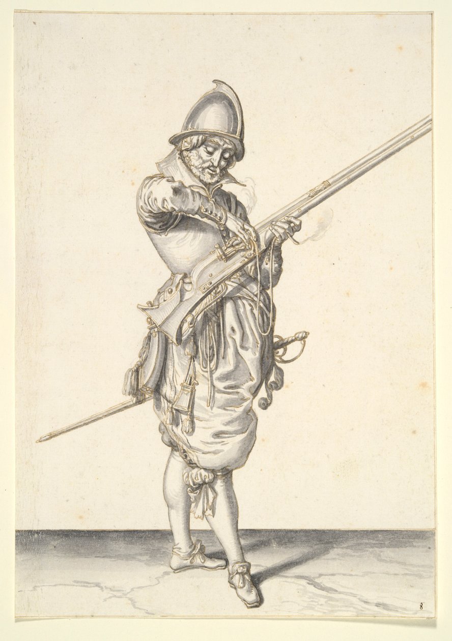 Soldat forbereder seg på å skyte en kalver av Jacques de Gheyn II