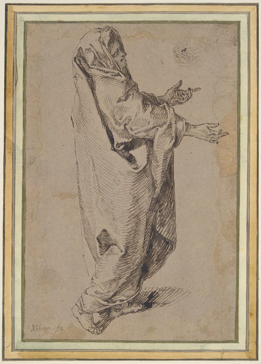 Studie for en stående jomfru Maria av Jacques de Gheyn II