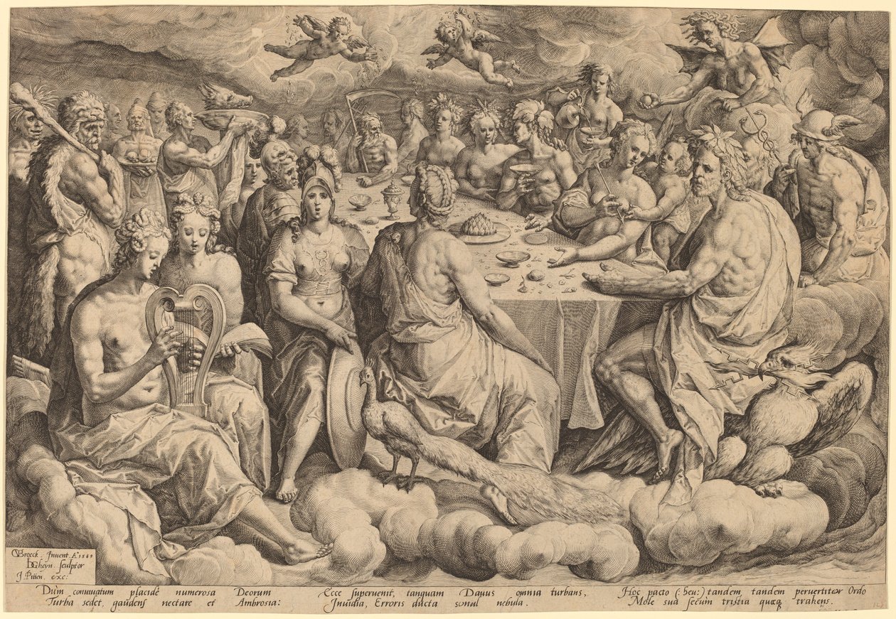 Bankett av gudene ved bryllupet til Peleus og Thetis av Jacques de Gheyn II, after Crispen van den Broecke