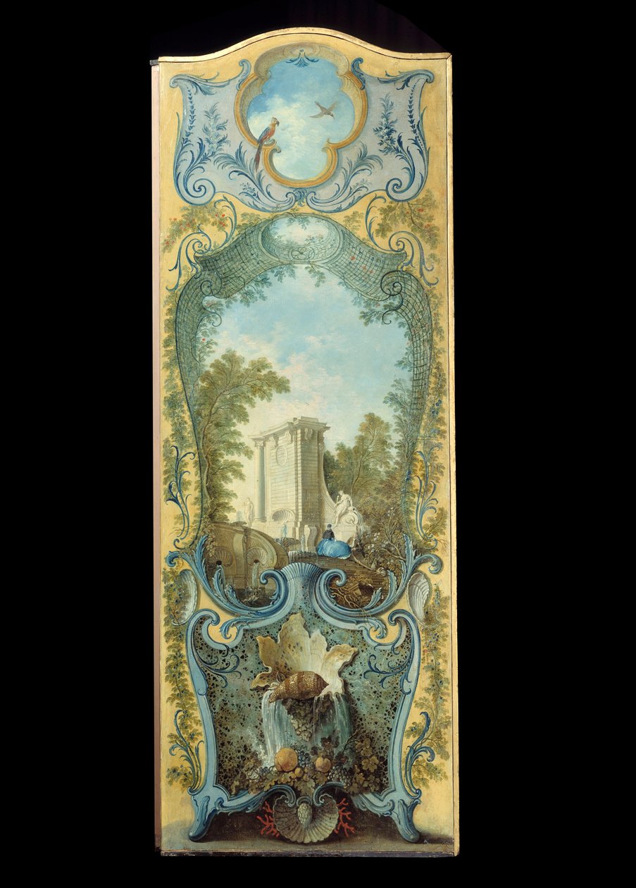 Møbler: maleskjerm på maruflepapir av Jacques de Lajoue (1686-1761) 1700-tallet av Jacques de Lajoüe