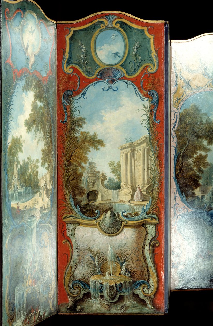 Møbler: maleskjerm på maruflepapir av Jacques de Lajoue (1686-1761) 1700-tallet av Jacques de Lajoüe