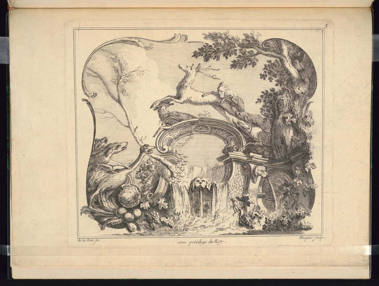 Design for Cartouche Forming a Bridge (Horisontal) av Jacques de Lajoüe