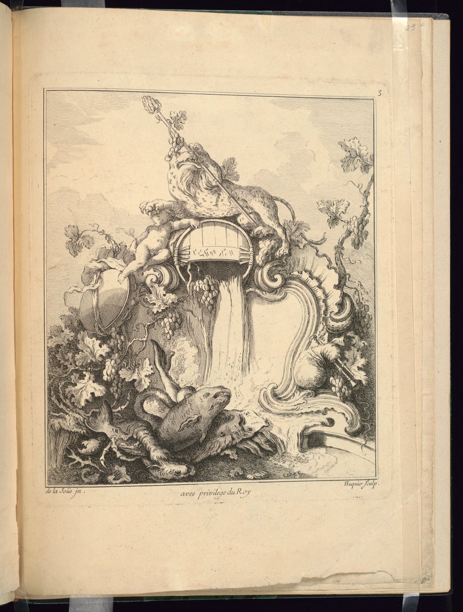 Design for en kartusj overbygd av en tiger av Jacques de Lajoüe