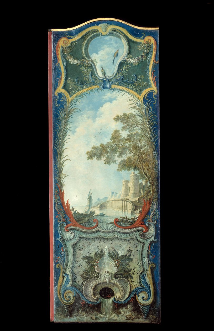 Møbler: maleskjerm på maruflepapir av Jacques de Lajoue (1686-1761) 1700-tallet av Jacques de Lajoüe