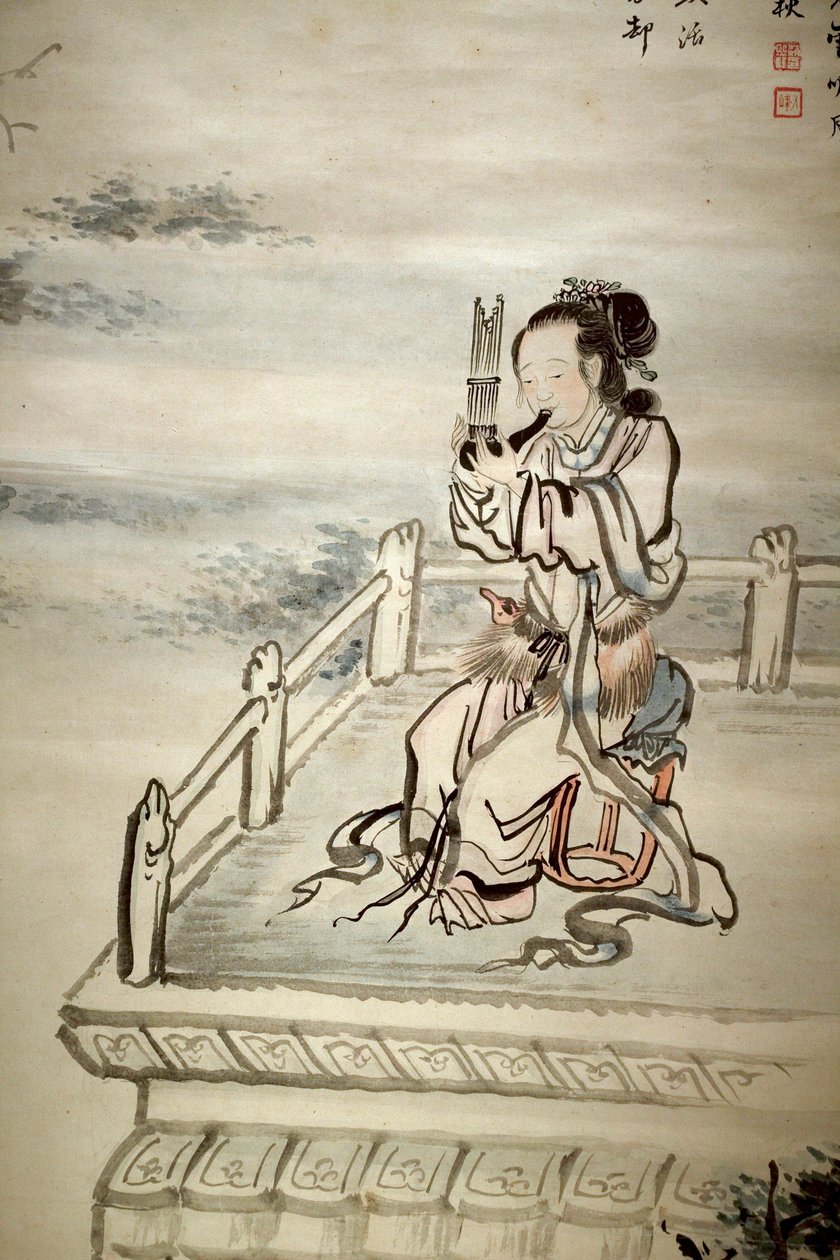 Malt figur, musiker. Blekk på papir av Yi Jaegwan (1783-1837), art coreen fra 1800-tallet. Nasjonalmuseet i Korea, Seoul (Sør-Korea). av Jaegwan Yi