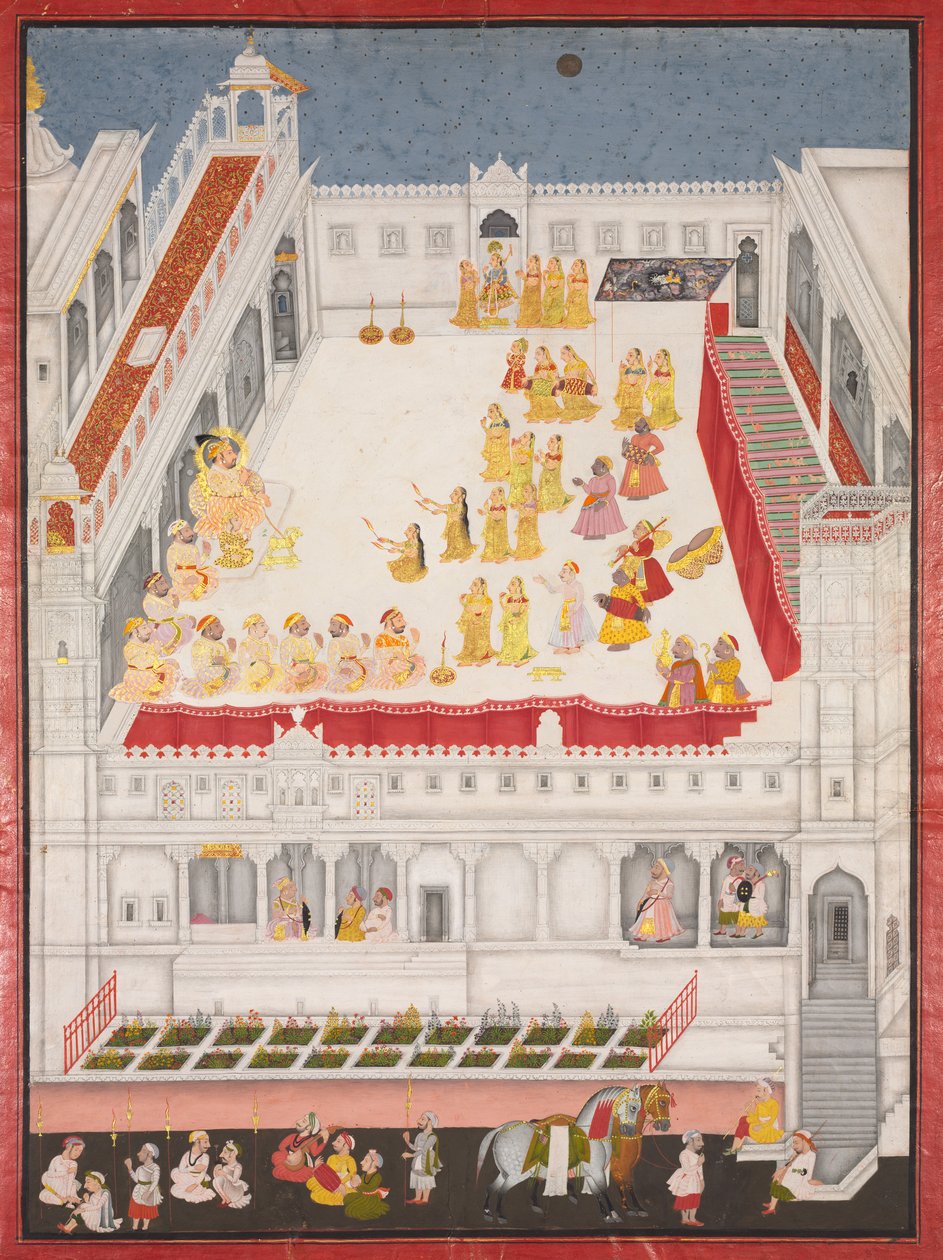 Maharana Jagat Singh deltar på Rasleela, 1736. av Jai Ram
