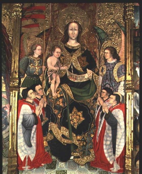 Madonna og barn, sentralpanelet til Paeria-altertavlen dedikert til St. Michael av Jaime Ferrer II