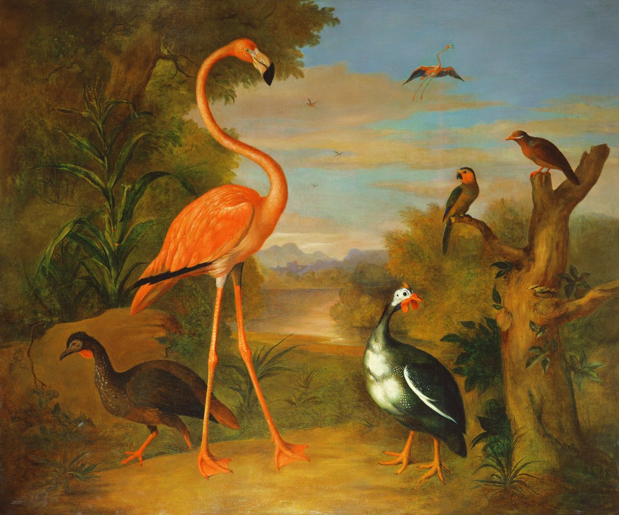 Flamingo og andre fugler i et landskap av Jakob Bogdani or Bogdany