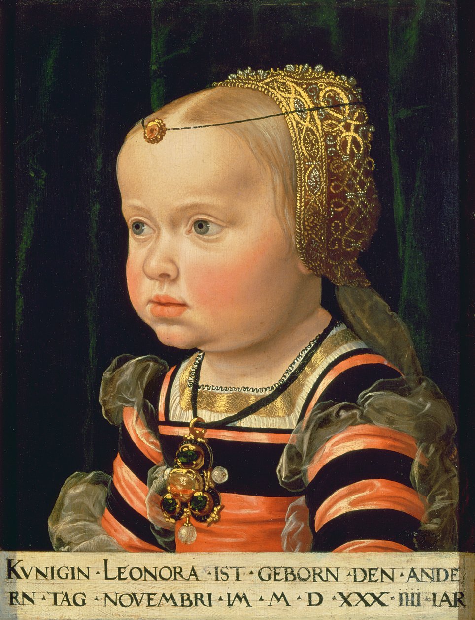Erkehertuginne Eleanor av Mantua (1534–94), to år gammel (panel) av Jakob Seisenegger