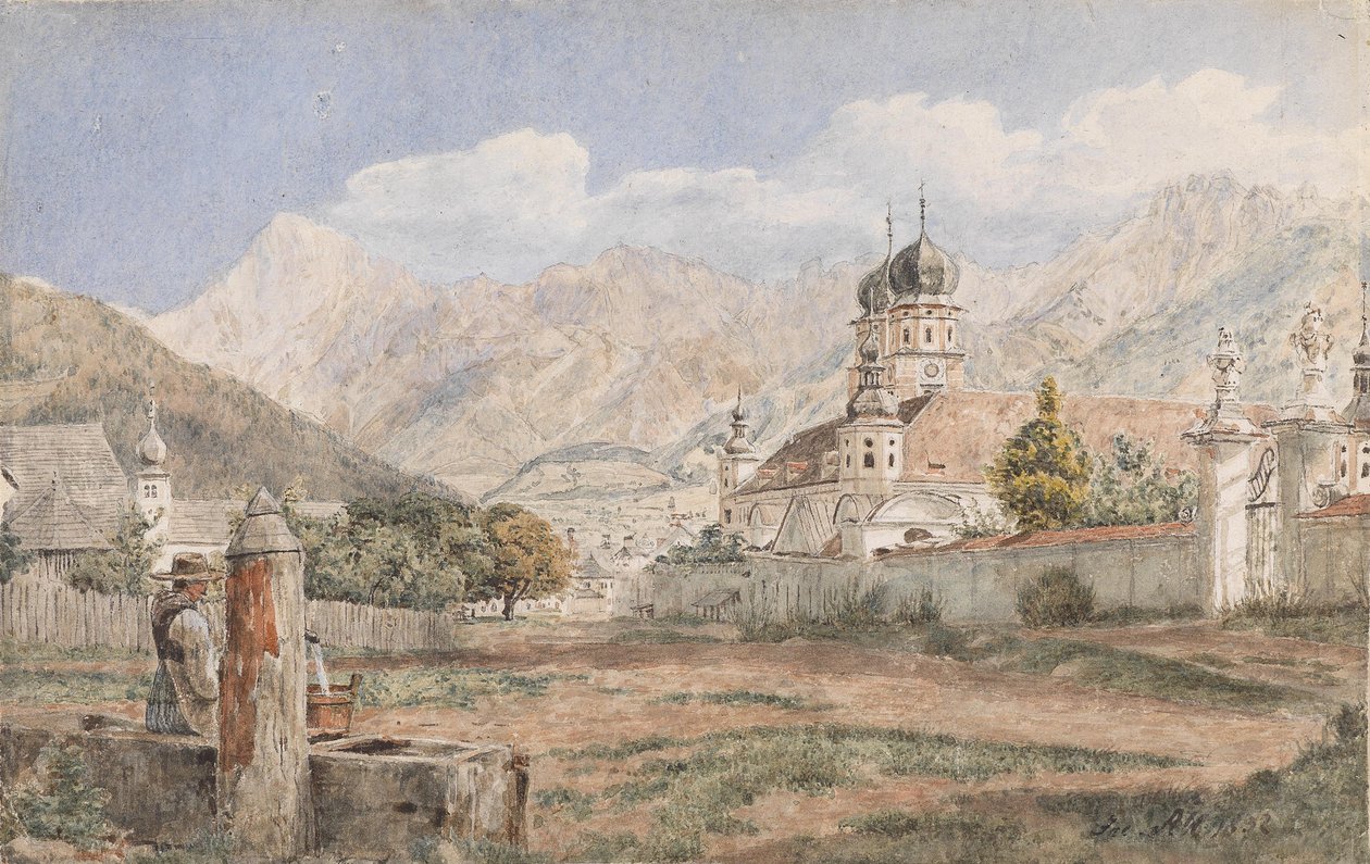 Utsikt over Stams Abbey i Tyrol av Jakob Alt