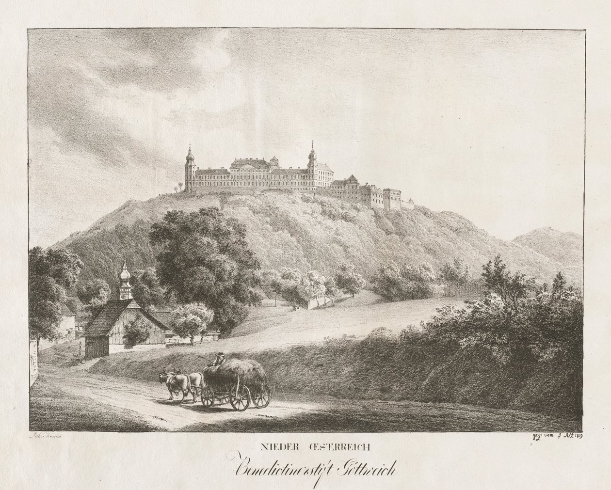 Nedre Østerrike, benediktinerklosteret i Gottereich, 1819. av Jakob Alt