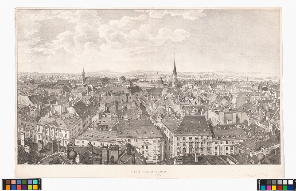 Panorama over Wien mot sør, fra Peterskirken av Jakob Alt