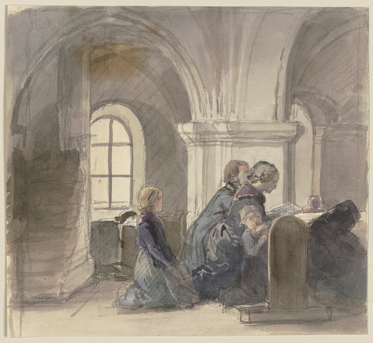 Bedende bønder i en kirke av Jakob Becker