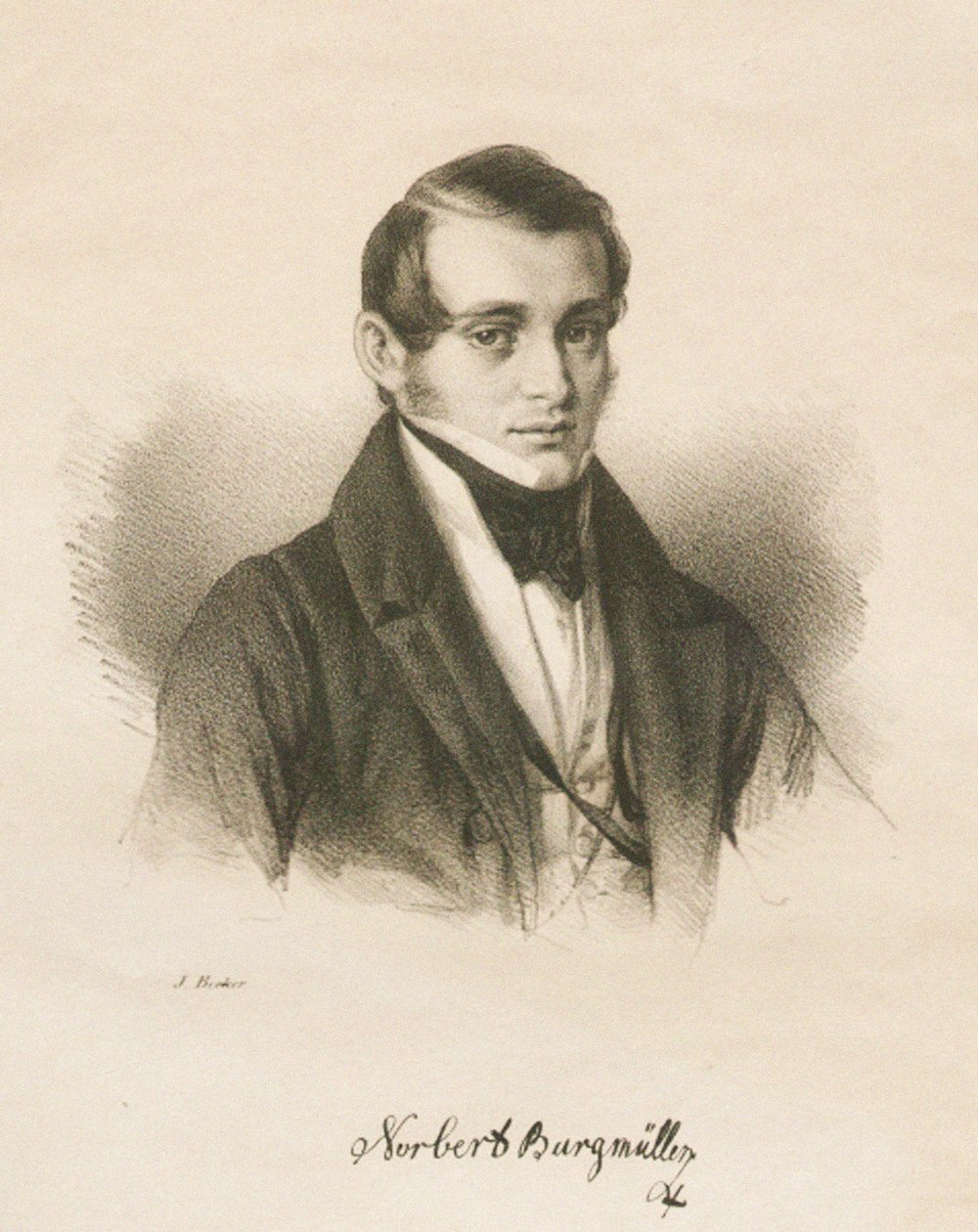 Portrett av komponisten Norbert Burgmüller 1810-1836, 1836 av Jakob Becker