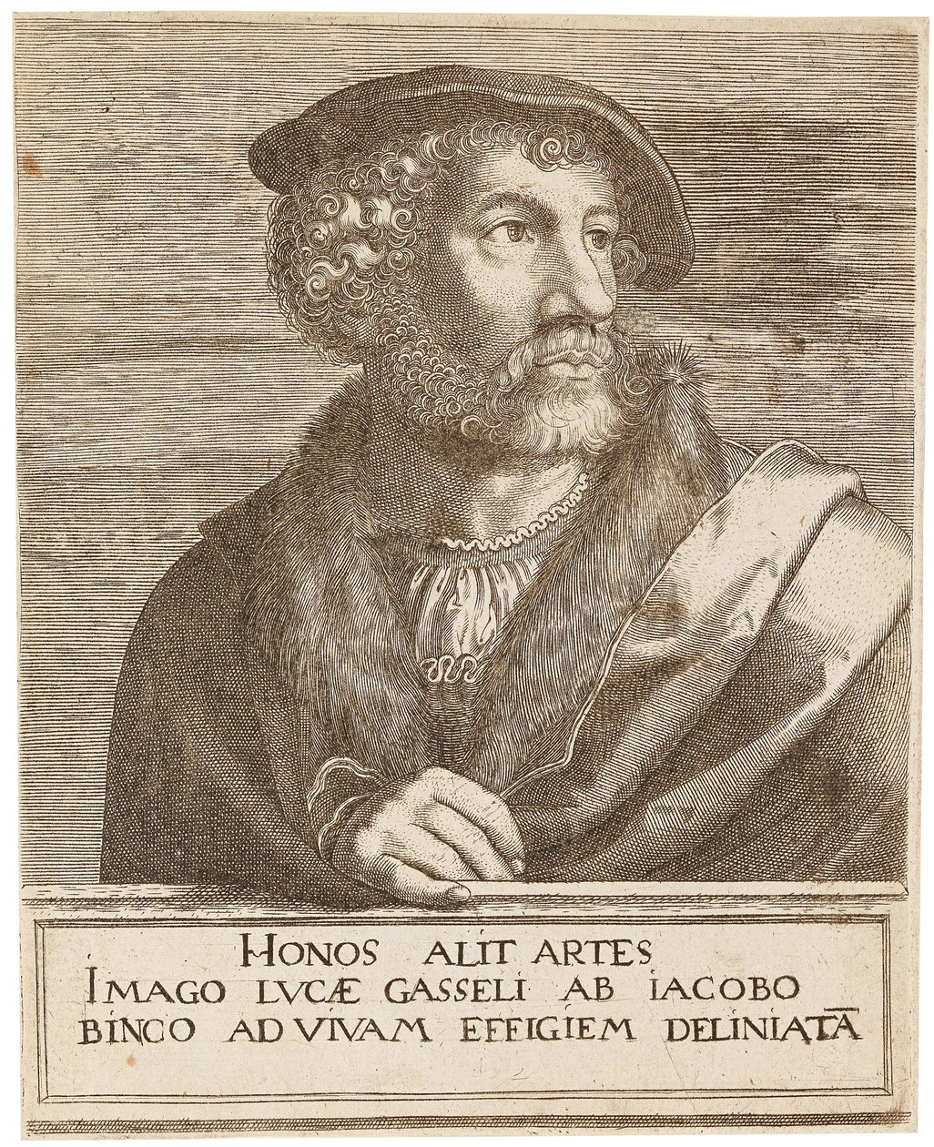 Portrett av kunstneren Lucas Gassel. av Jakob Binck