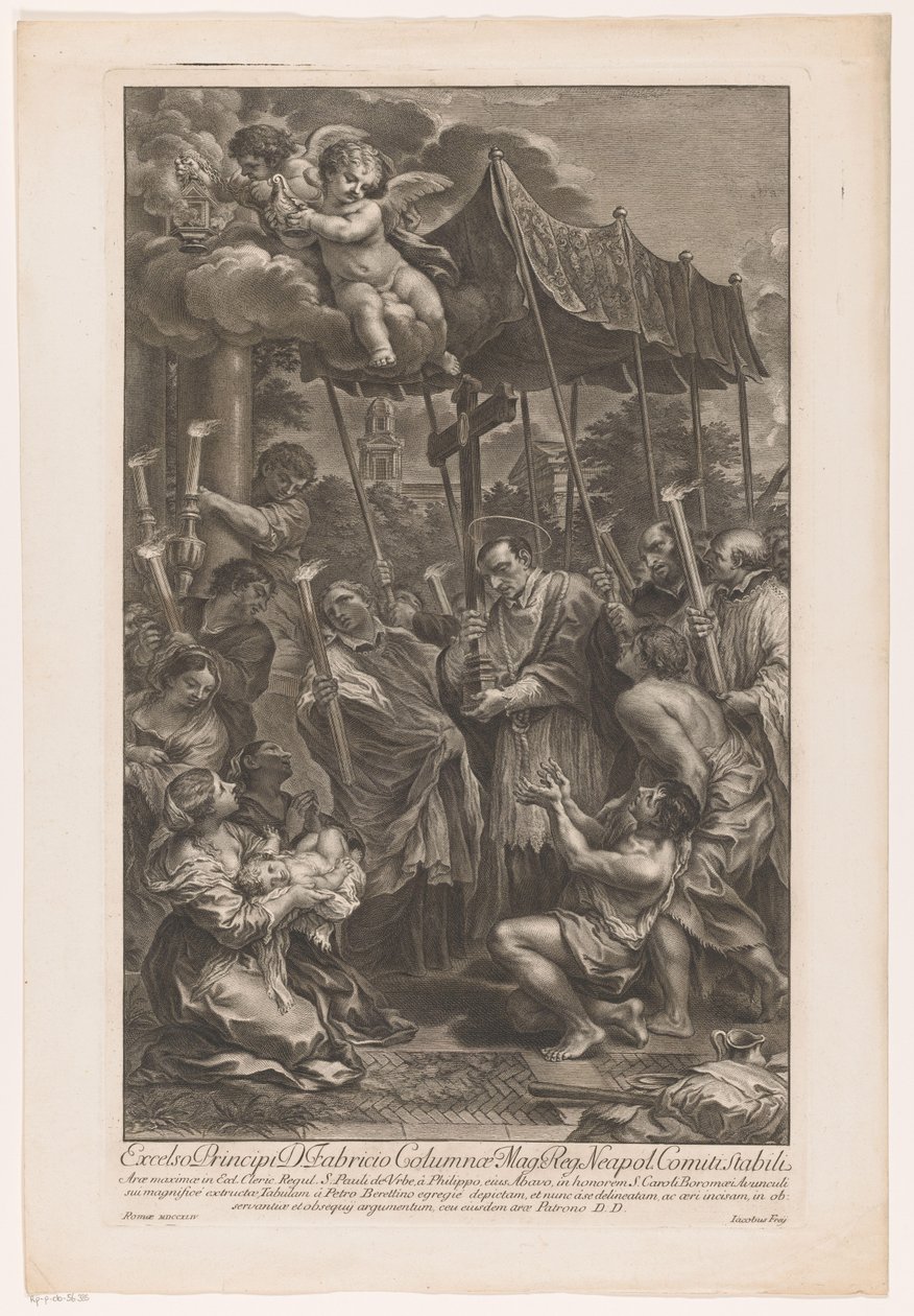 Saint Charles Borromeo bærer et krusifiks sammen med ofre for pesten av Jakob Frey (I)
