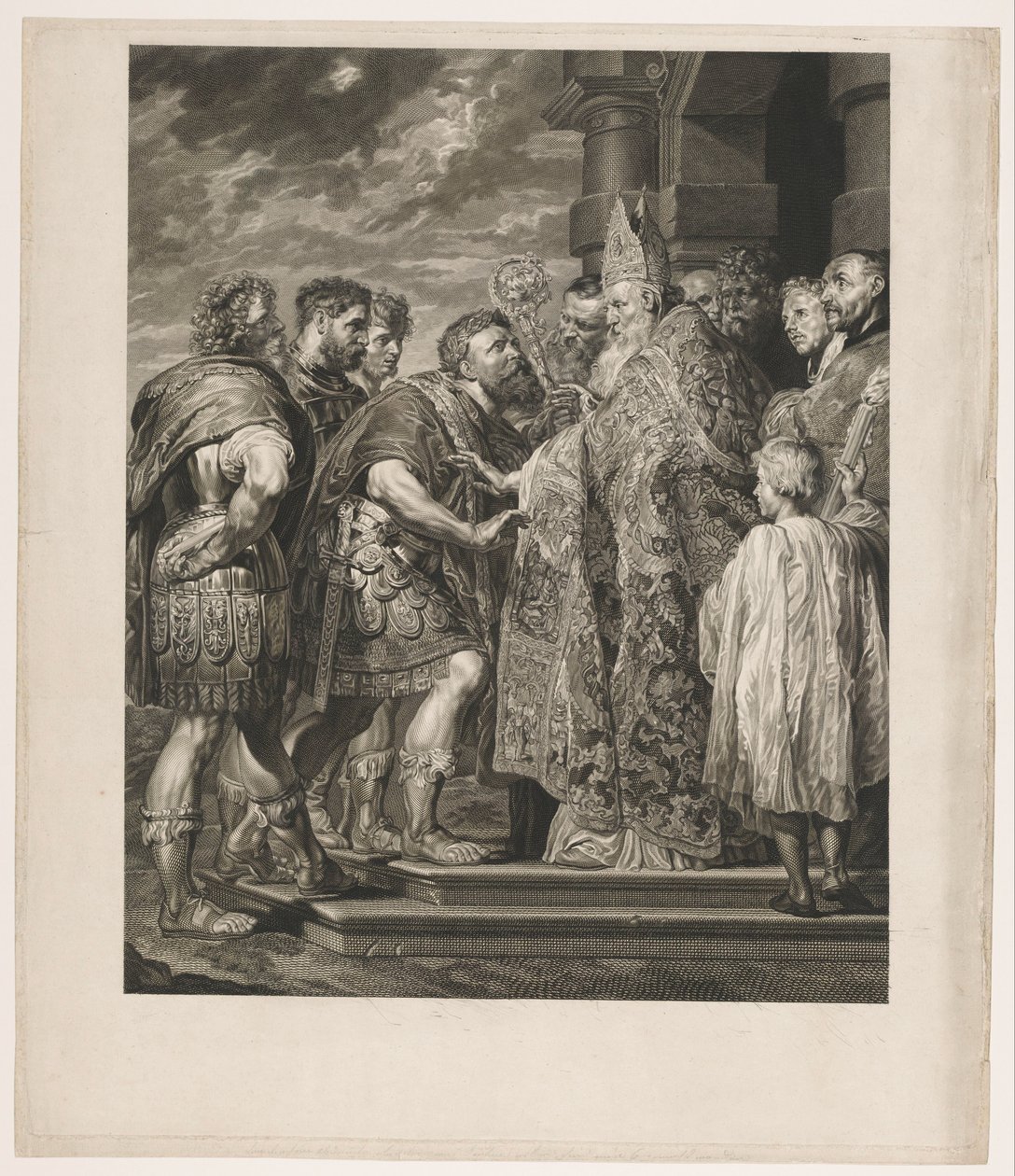 H. Ambrosius nekter keiser Theodosius inngang til kirken i Milano av Jakob Matthias Schmutzer