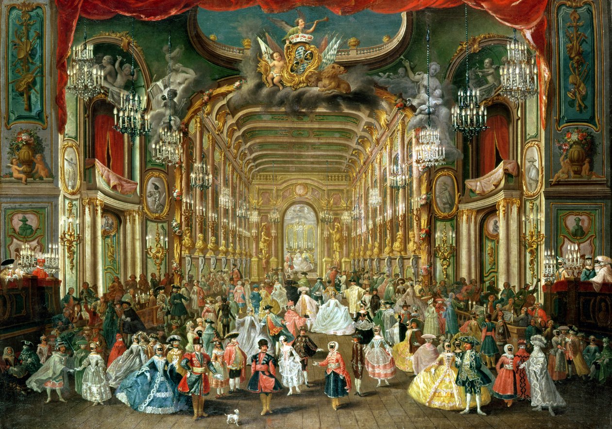 Masked Ball i Hoftheater, Bonn, 1754 av Jakob Rousseau