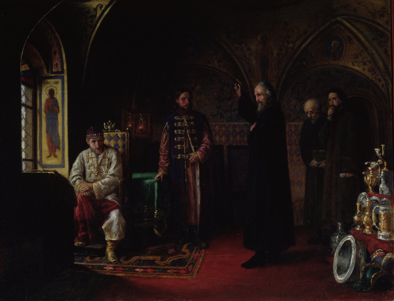 Metropolit Filip av Moskva (1507-90) med tsar Ivan den grusomme (1530-84) av Jakov Prokopyevich Turlygin