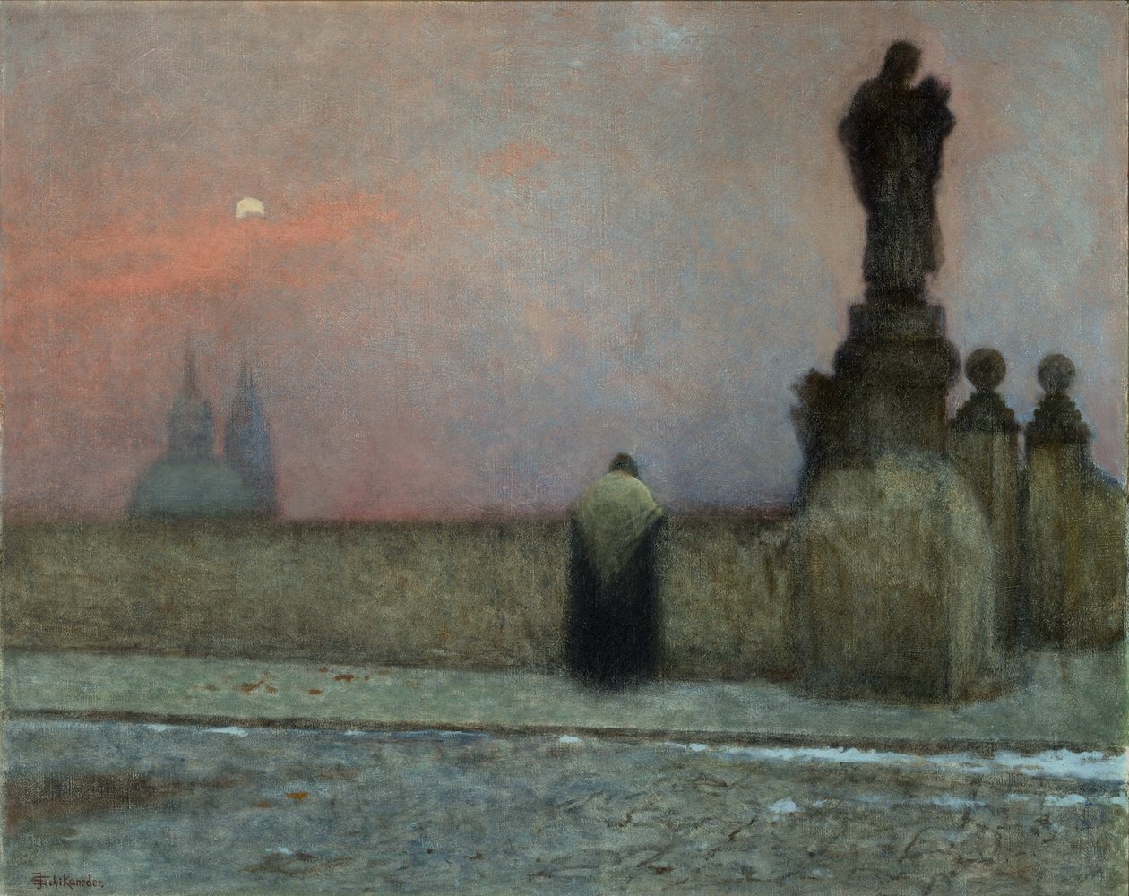 Debut de soiree i Hradcany (Praha, Tsjekkia) - Tidlig kveld i Hradcany - Jakub Schikaneder (1855-1924). Olje på lerret av Jakub Schikaneder